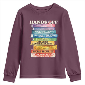 Hands Off Youth Sweatshirt Social Security And Medicare Protest Colorful Books TS11 Maroon Print Your Wear
