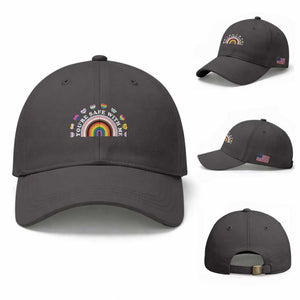 You're Safe With Me Baseball Cap LGBTQ Pride Ally Rainbow Heart TS11 Baseball Cap Universal Fit Dark Gray Print Your Wear