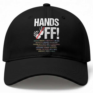 Hands Off Baseball Cap Social Security And Medicare Protest Vintage Hand Print TS11 Print Your Wear