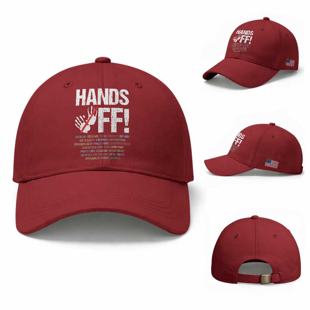 Hands Off Baseball Cap Social Security And Medicare Protest Vintage Hand Print TS11 Baseball Cap Universal Fit Cherry Red Print Your Wear