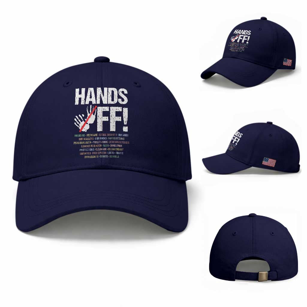 Hands Off Baseball Cap Social Security And Medicare Protest Vintage Hand Print TS11 Baseball Cap Universal Fit Dark Blue Print Your Wear