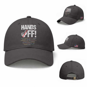 Hands Off Baseball Cap Social Security And Medicare Protest Vintage Hand Print TS11 Baseball Cap Universal Fit Dark Gray Print Your Wear