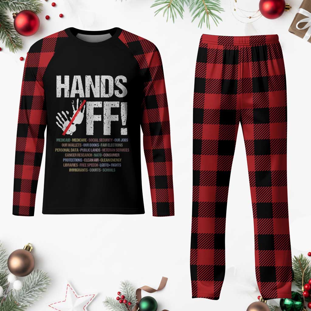 Hands Off Plaid Pajama Set Social Security And Medicare Protest Vintage Hand Print TS11 Buffalo Plaid Print Your Wear