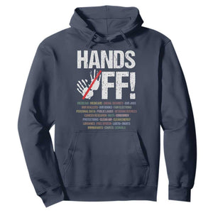 Hands Off Hoodie Social Security And Medicare Protest Vintage Hand Print TS11 Navy Print Your Wear