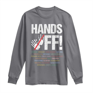 Hands Off Long Sleeve Shirt Social Security And Medicare Protest Vintage Hand Print TS11 Charcoal Print Your Wear