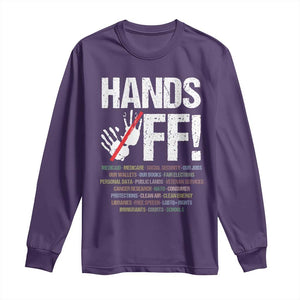Hands Off Long Sleeve Shirt Social Security And Medicare Protest Vintage Hand Print TS11 Purple Print Your Wear