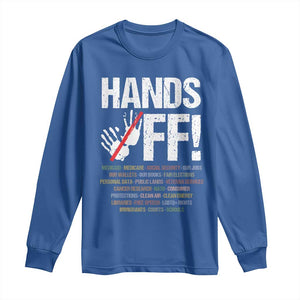 Hands Off Long Sleeve Shirt Social Security And Medicare Protest Vintage Hand Print TS11 Royal Blue Print Your Wear
