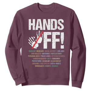 Hands Off Sweatshirt Social Security And Medicare Protest Vintage Hand Print TS11 Maroon Print Your Wear