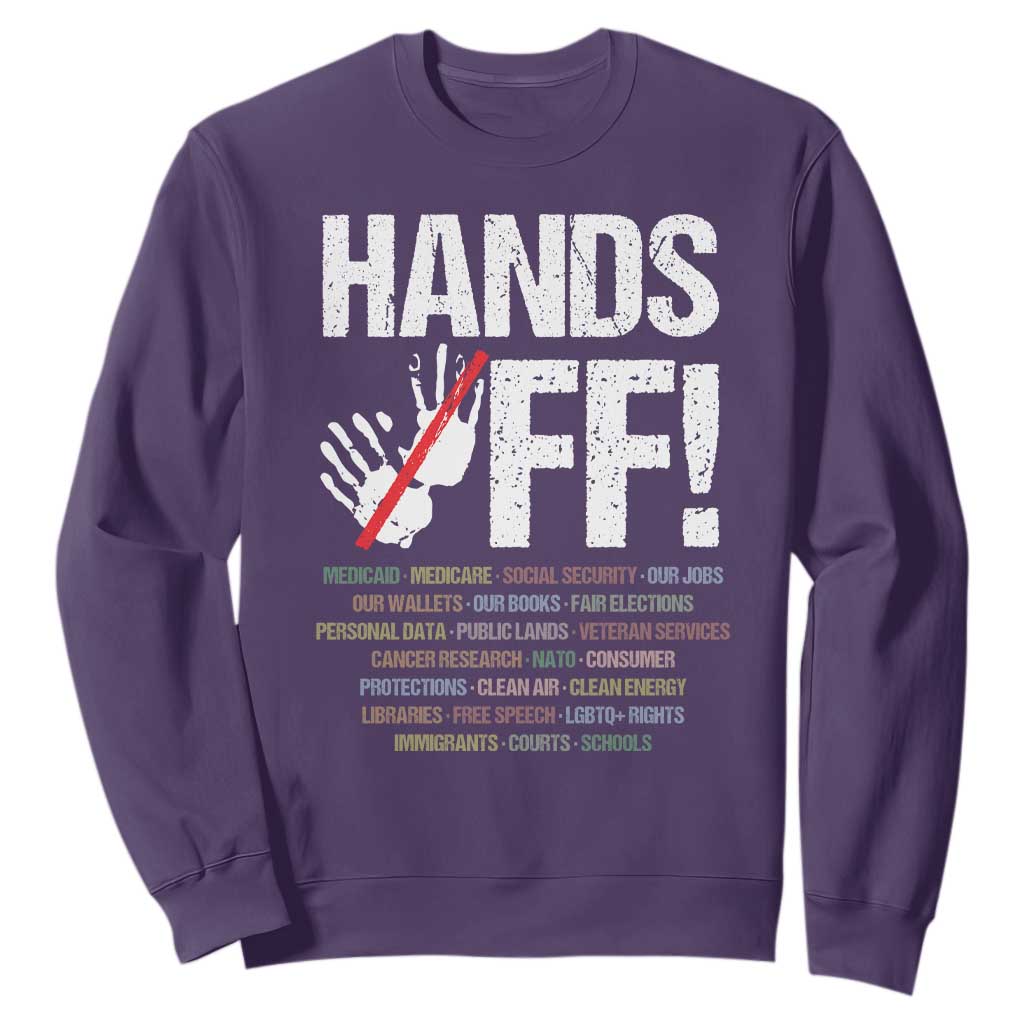 Hands Off Sweatshirt Social Security And Medicare Protest Vintage Hand Print TS11 Purple Print Your Wear
