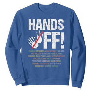 Hands Off Sweatshirt Social Security And Medicare Protest Vintage Hand Print TS11 Royal Blue Print Your Wear