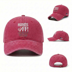Hands Off Washed Cotton Baseball Cap Social Security And Medicare Protest Vintage Hand Print TS11 Washed Cap Universal Fit Red Print Your Wear