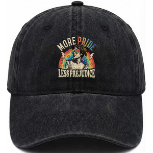 More Pride Less Prejudice Washed Cotton Baseball Cap Pride Month LGBTQ Rainbow TS11 Print Your Wear