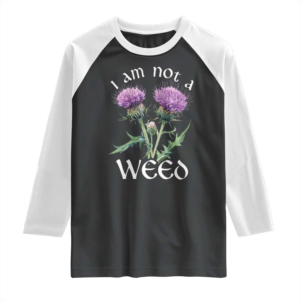 Funny Scottish Thistle I Am Not A Weed Raglan Shirt TS11 Black White Print Your Wear