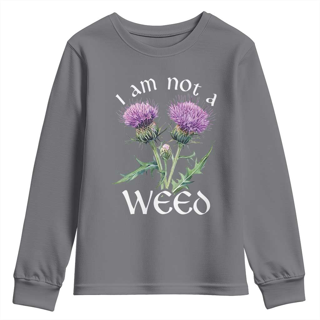 Funny Scottish Thistle I Am Not A Weed Youth Sweatshirt TS11 Charcoal Print Your Wear