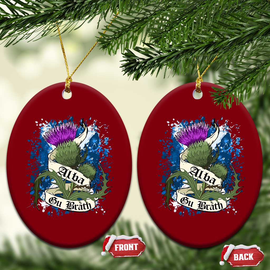 Alba Gu Brath Ceramic Ornament Vintage Thistle Flower Scottish Scotland Flag Saltire TS11 Print Your Wear