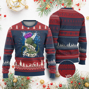 Alba Gu Brath Ugly Christmas Sweater Vintage Thistle Flower Scottish Scotland Flag Saltire TS11 Burgundy Print Your Wear