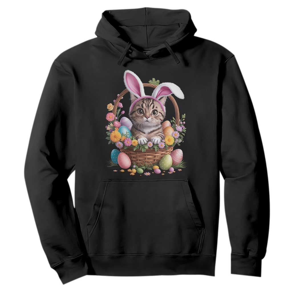 Funny Easter Day Cat Bunny Ears Egg Basket Hoodie TS11 Black Print Your Wear