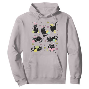 Funny Black Cat With Bunny Eggs Easter Day Hoodie TS11 Ice Gray Print Your Wear