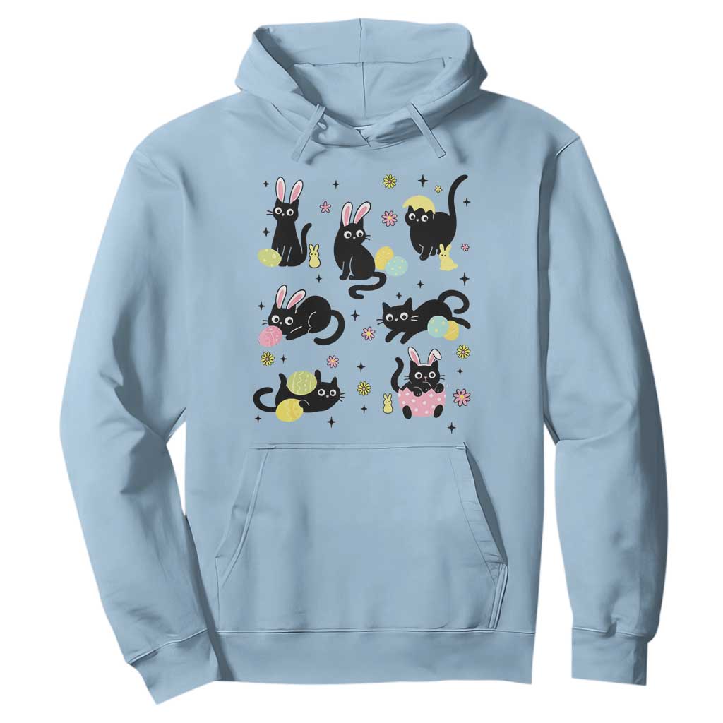 Funny Black Cat With Bunny Eggs Easter Day Hoodie TS11 Light Blue Print Your Wear