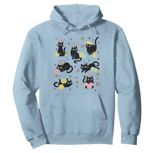 Funny Black Cat With Bunny Eggs Easter Day Hoodie TS11 Light Blue Print Your Wear