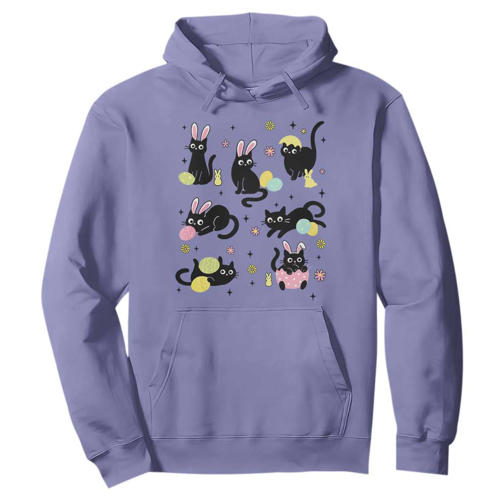 Funny Black Cat With Bunny Eggs Easter Day Hoodie TS11 Violet Print Your Wear