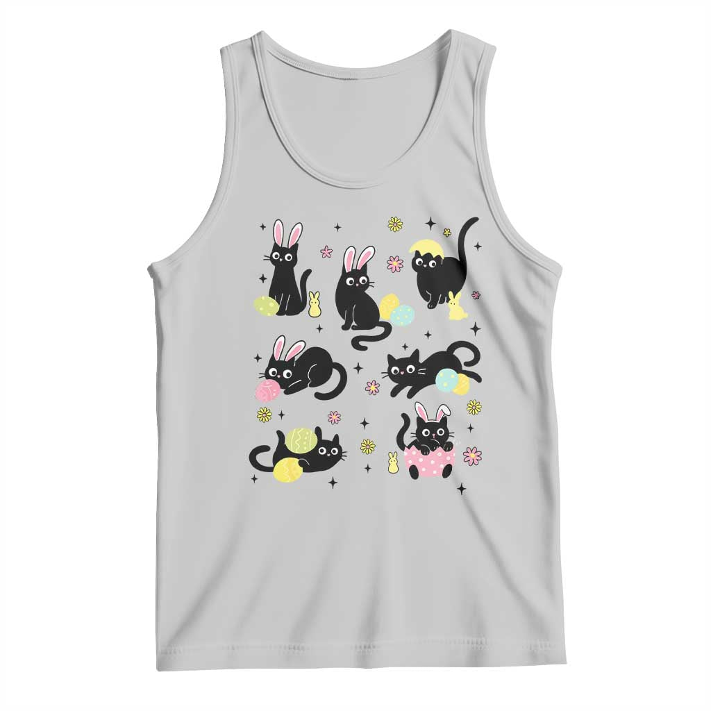 Funny Black Cat With Bunny Eggs Easter Day Tank Top TS11 Ash Print Your Wear