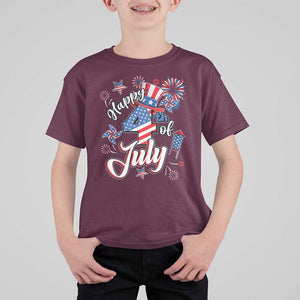 Funny Patriotic Independence Day T Shirt For Kid Happy 4th Of July American Firework TS11 Maroon Print Your Wear