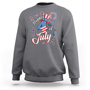 Funny Patriotic Independence Day Sweatshirt Happy 4th Of July American Firework TS11 Charcoal Print Your Wear