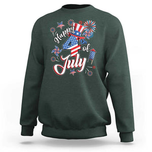 Funny Patriotic Independence Day Sweatshirt Happy 4th Of July American Firework TS11 Dark Forest Green Print Your Wear