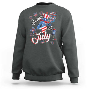 Funny Patriotic Independence Day Sweatshirt Happy 4th Of July American Firework TS11 Dark Heather Print Your Wear