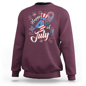 Funny Patriotic Independence Day Sweatshirt Happy 4th Of July American Firework TS11 Maroon Print Your Wear