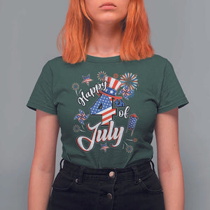 Funny Patriotic Independence Day T Shirt For Women Happy 4th Of July American Firework TS11 Dark Forest Green Print Your Wear