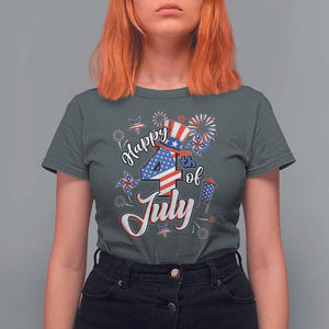 Funny Patriotic Independence Day T Shirt For Women Happy 4th Of July American Firework TS11 Dark Heather Print Your Wear