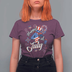 Funny Patriotic Independence Day T Shirt For Women Happy 4th Of July American Firework TS11 Maroon Print Your Wear