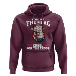 Christian Faith Hoodie 4th Of July Stand For The Flag Kneel For The Cross USA Flag TS11 Maroon Print Your Wear