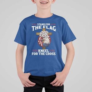 Christian Faith T Shirt For Kid 4th Of July Stand For The Flag Kneel For The Cross USA Flag TS11 Royal Blue Print Your Wear