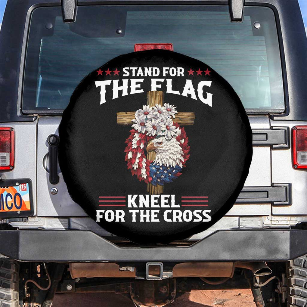 Christian Faith Spare Tire Cover 4th Of July Stand For The Flag Kneel For The Cross USA Flag TS11 No hole Black Print Your Wear