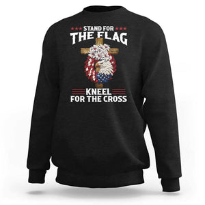 Christian Faith Sweatshirt 4th Of July Stand For The Flag Kneel For The Cross USA Flag TS11 Black Print Your Wear