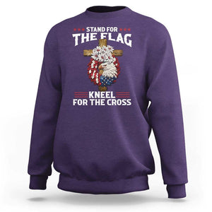 Christian Faith Sweatshirt 4th Of July Stand For The Flag Kneel For The Cross USA Flag TS11 Purple Print Your Wear