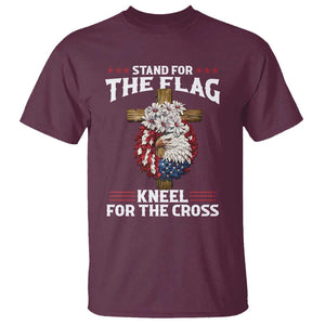 Christian Faith T Shirt 4th Of July Stand For The Flag Kneel For The Cross USA Flag TS11 Maroon Print Your Wear