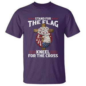 Christian Faith T Shirt 4th Of July Stand For The Flag Kneel For The Cross USA Flag TS11 Purple Print Your Wear