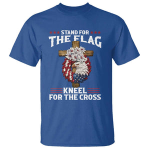 Christian Faith T Shirt 4th Of July Stand For The Flag Kneel For The Cross USA Flag TS11 Royal Blue Print Your Wear