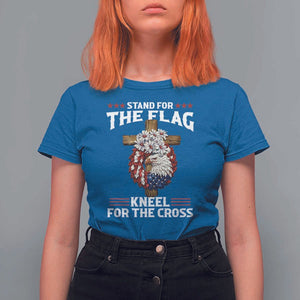 Christian Faith T Shirt For Women 4th Of July Stand For The Flag Kneel For The Cross USA Flag TS11 Royal Blue Print Your Wear