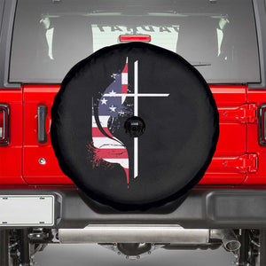 4th Of July Spare Tire Cover Christian Faith American Flag Cross TS11 Black Print Your Wear