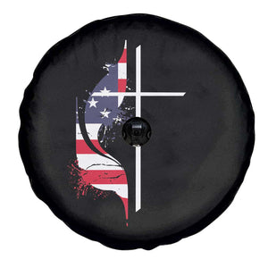 4th Of July Spare Tire Cover Christian Faith American Flag Cross TS11 Print Your Wear