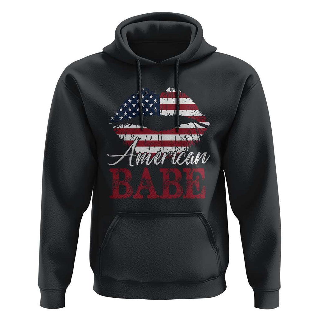 Funny 4th Of July Hoodie American Babe Flag Vintage Lips TS11 Black Print Your Wear