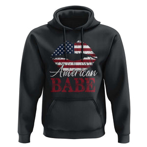 Funny 4th Of July Hoodie American Babe Flag Vintage Lips TS11 Black Print Your Wear