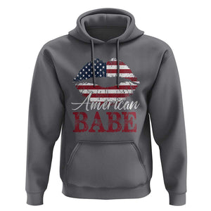 Funny 4th Of July Hoodie American Babe Flag Vintage Lips TS11 Charcoal Print Your Wear