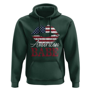 Funny 4th Of July Hoodie American Babe Flag Vintage Lips TS11 Dark Forest Green Print Your Wear