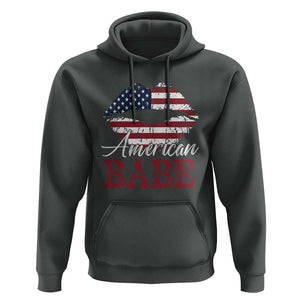 Funny 4th Of July Hoodie American Babe Flag Vintage Lips TS11 Dark Heather Print Your Wear